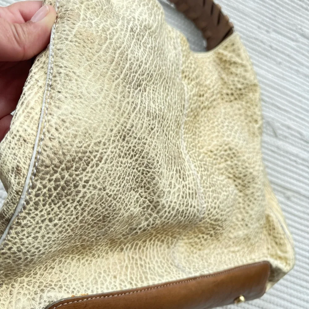 Olivia Harris Joy Gryson Leather Hobo Cream Gold Exotic Bag OS